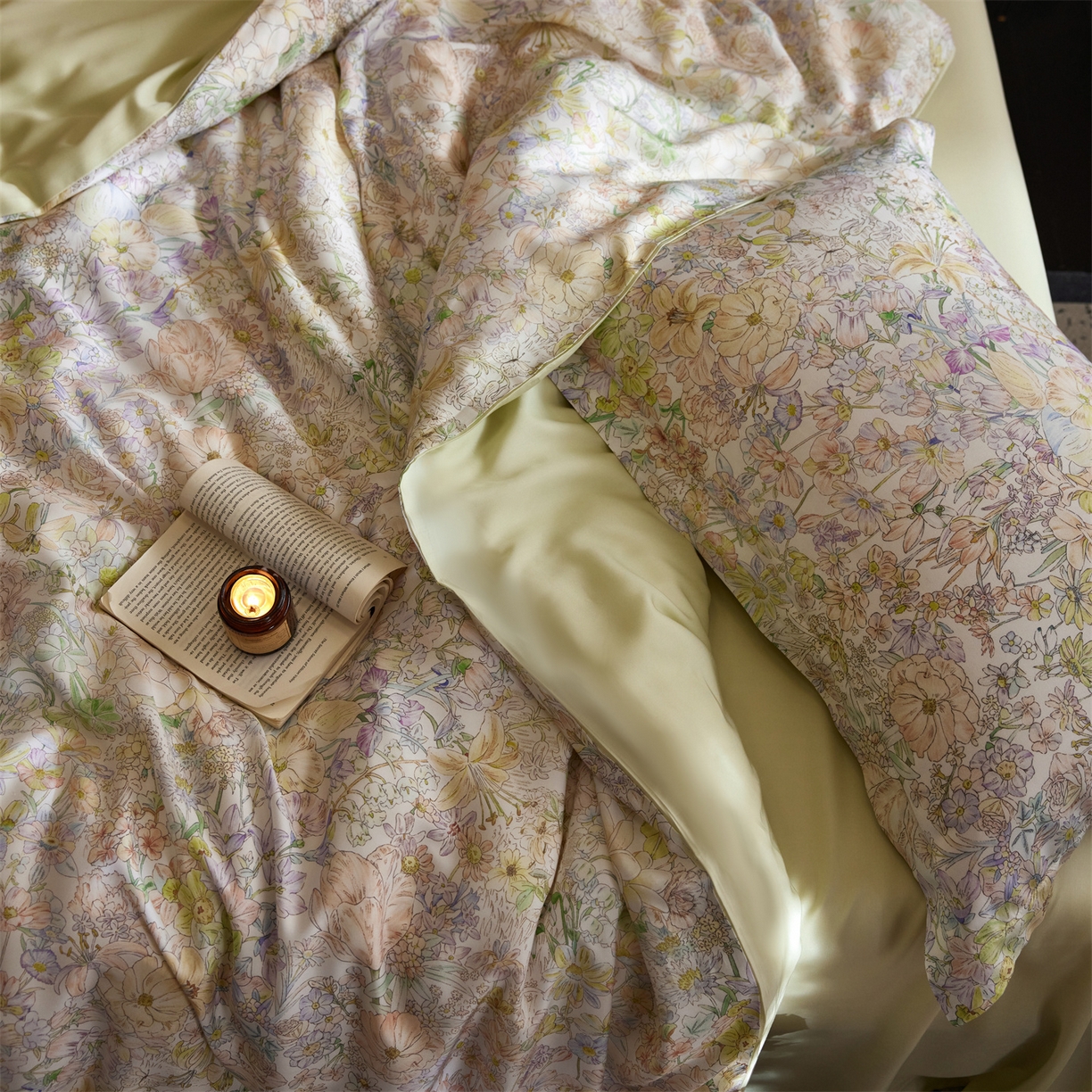 91家纺网 家纺一手货源 找家纺 初拾 2026新款春夏小清新莱赛尔数码印花四件套 会员减10 控价：日常券后不低于298 元  坠入爱河