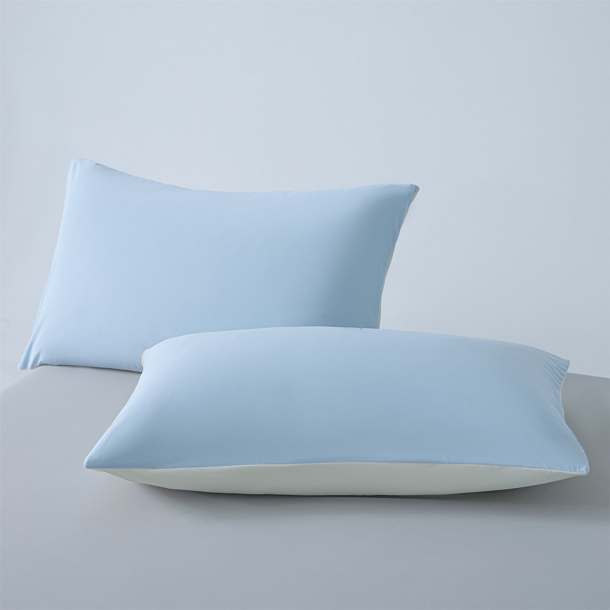 91家纺网 家纺一手货源 找家纺 恬思语家纺 2026春夏新品纯色双拼凉感丝大豆夏被夏凉被空调被 凉感-蓝灰