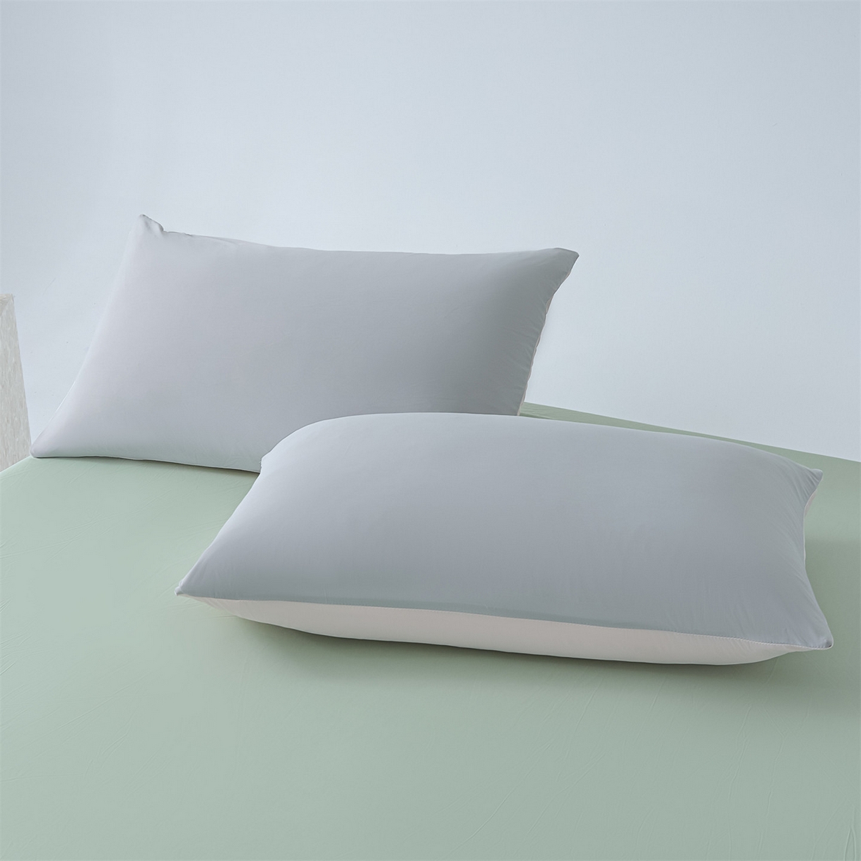 91家纺网 家纺一手货源 找家纺 恬思语家纺 2026春夏新品纯色双拼凉感丝大豆夏被夏凉被空调被 凉感-灰绿