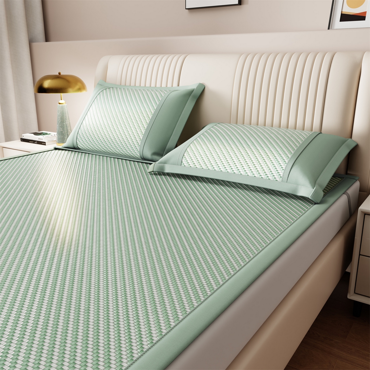 91家纺网 家纺一手货源 找家纺 （总）鑫姿席业 夏季高端凉席竹席2026新款pe藤席a类母婴级1.8m空调软席子可水洗-四叶花语系列