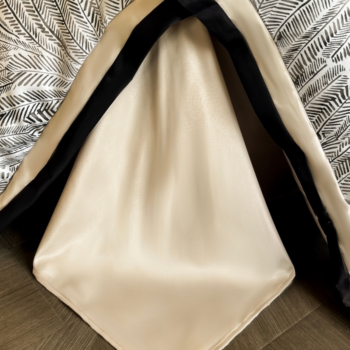 91家纺网 家纺一手货源 找家纺 首尔家纺 2026春夏新款宽边数码冰丝四件套 孔雀舞咖