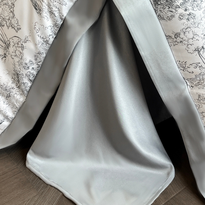 91家纺网 家纺一手货源 找家纺 首尔家纺 2026春夏新款宽边数码冰丝四件套 巴洛克灰