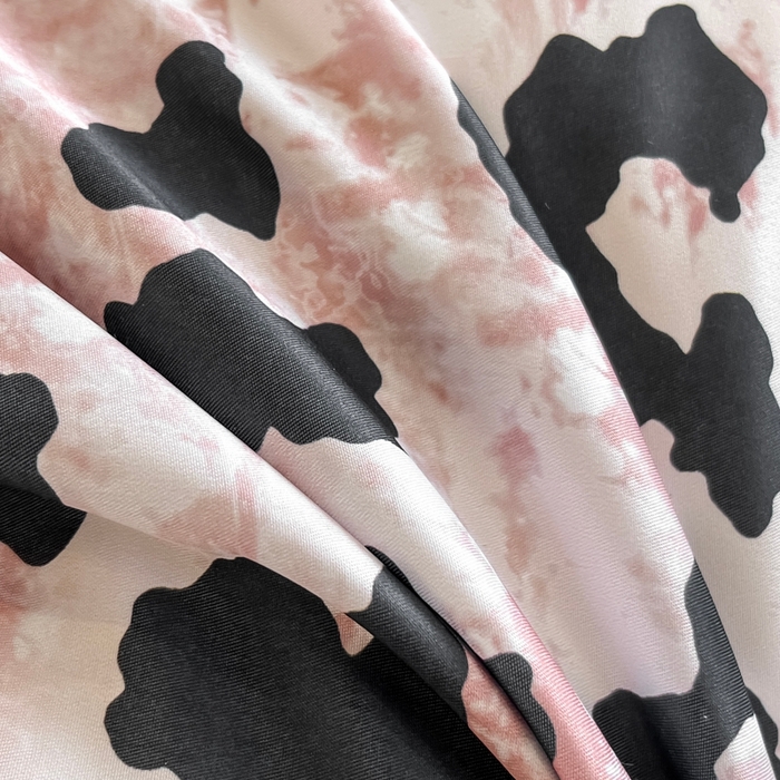 91家纺网 家纺一手货源 找家纺 首尔家纺 2026春夏新款宽边数码冰丝四件套 豹纹粉