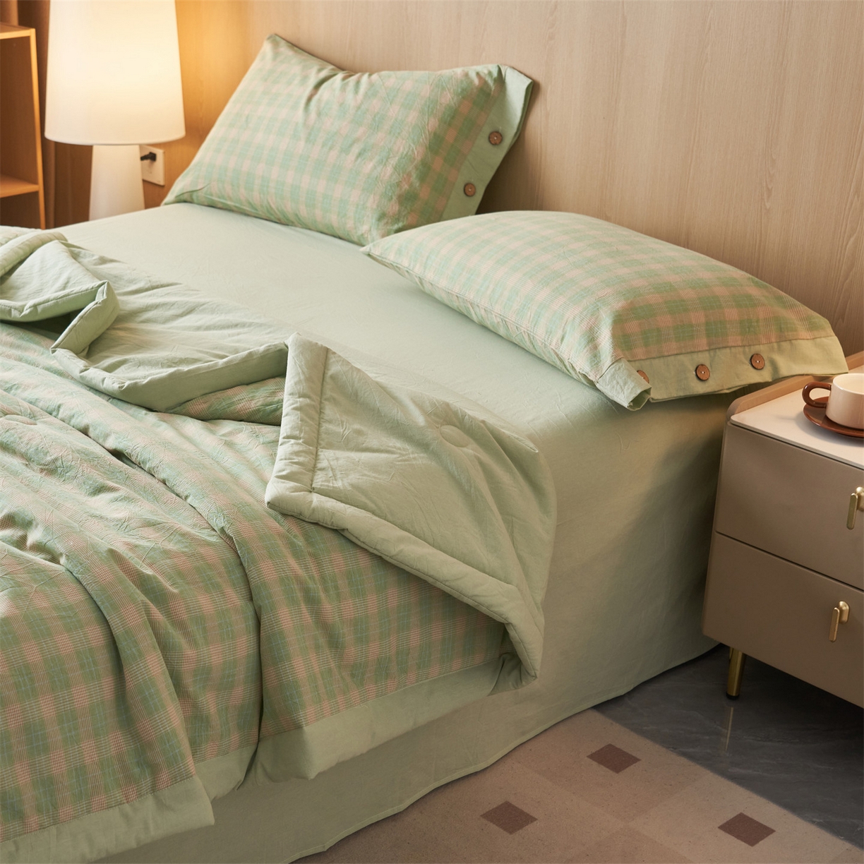 91家纺网 家纺一手货源 找家纺 （总）恬思语家纺 2026春夏新款全棉加密色织棉花夏凉被夏被四件套-美拉德系列