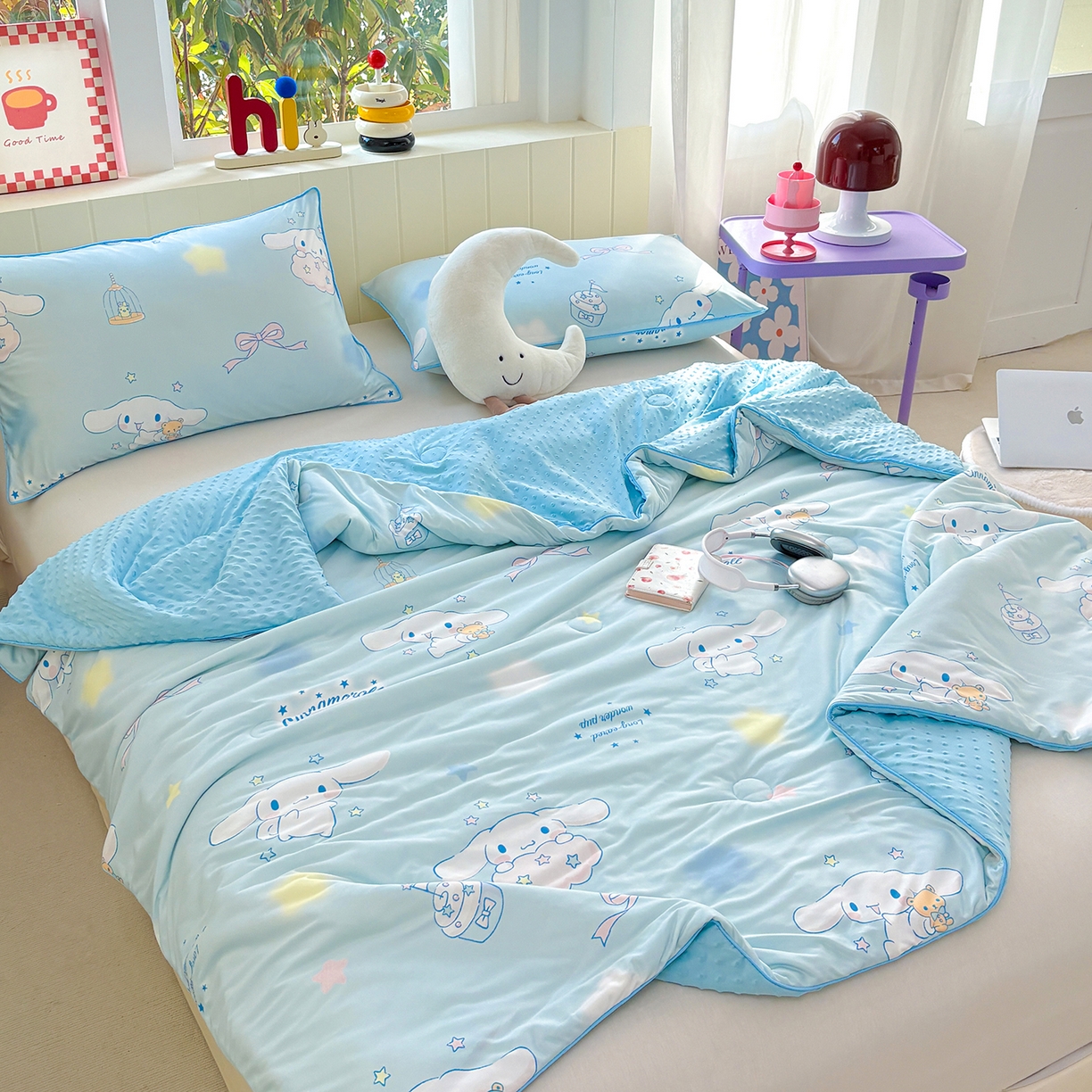 91家纺网 家纺一手货源 找家纺 （总）恒畅 2026新款A类正版授权（含氨）卡通针织棉3D凉感豆豆夏被夏凉被