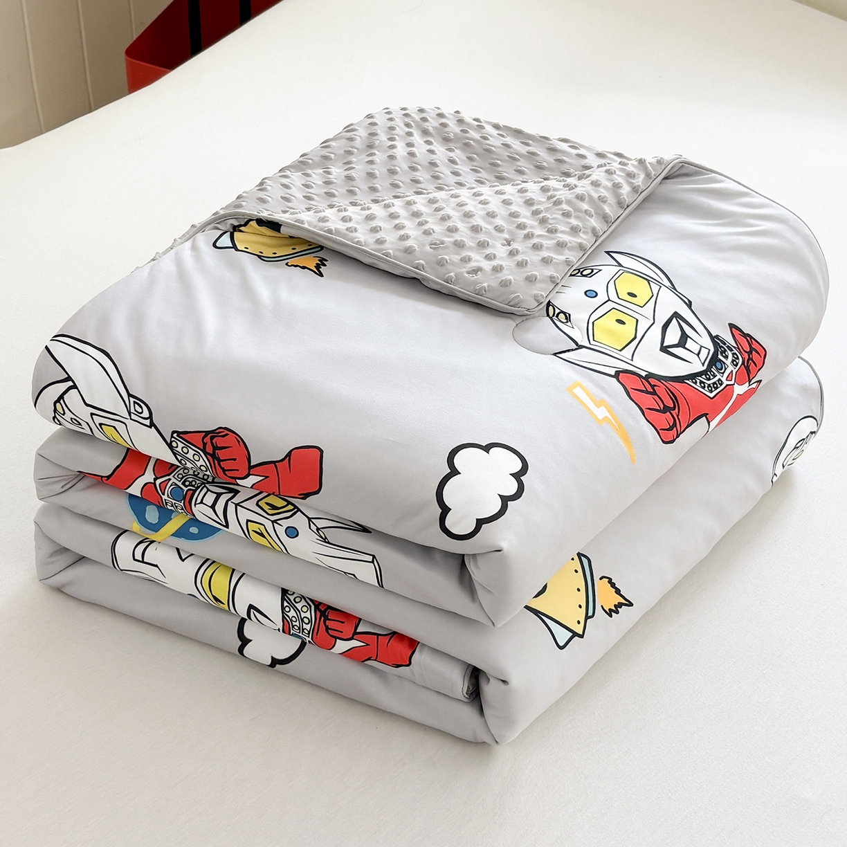 91家纺网 家纺一手货源 找家纺 恒畅 2026新款A类正版授权（含氨）卡通针织棉3D凉感豆豆夏被夏凉被 奥特星际