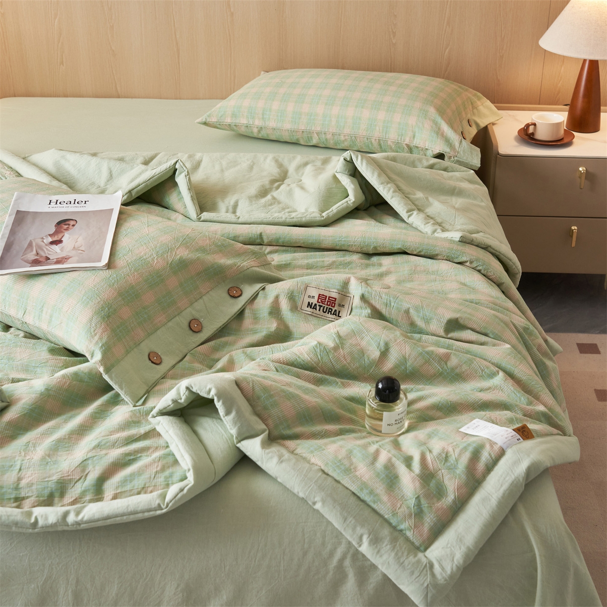 91家纺网 家纺一手货源 找家纺 （总）恬思语家纺 2026春夏新款全棉加密色织棉花夏凉被夏被四件套-美拉德系列