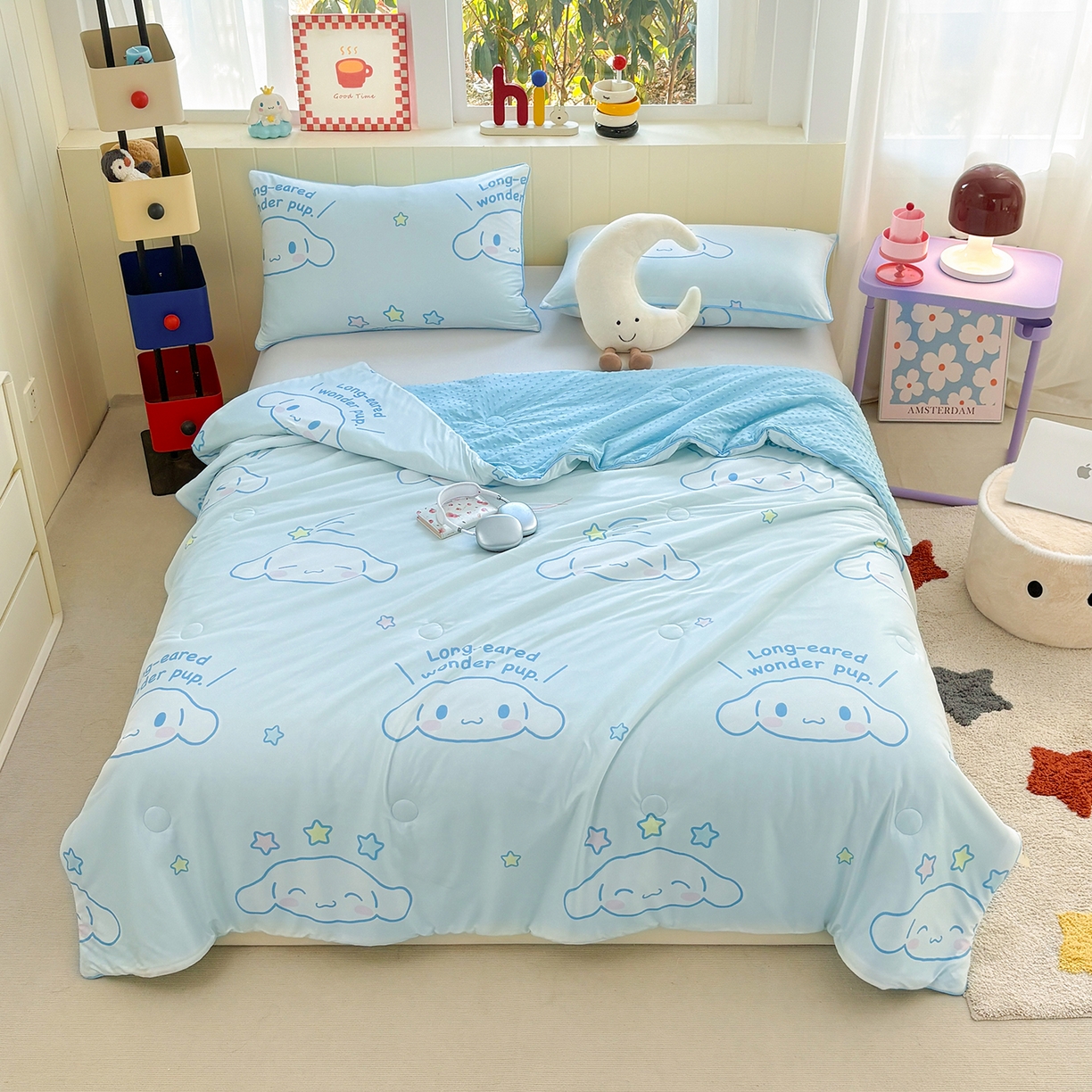 91家纺网 家纺一手货源 找家纺 恒畅 2026新款A类正版授权（含氨）卡通针织棉3D凉感豆豆夏被夏凉被 甜梦玉桂