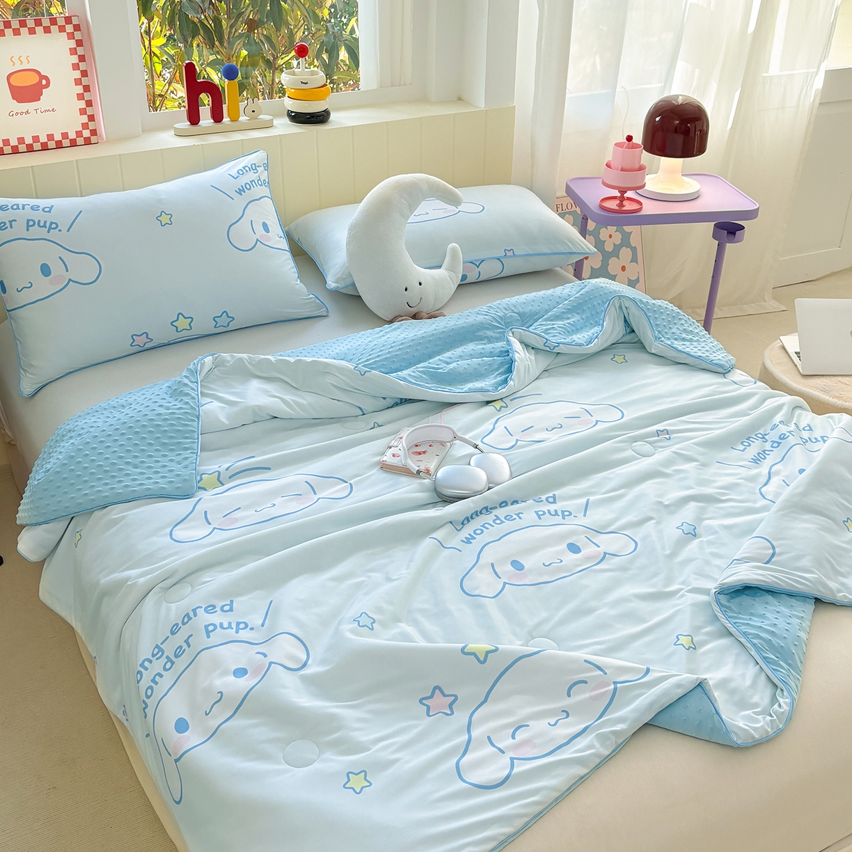 91家纺网 家纺一手货源 找家纺 恒畅 2026新款A类正版授权（含氨）卡通针织棉3D凉感豆豆夏被夏凉被 甜梦玉桂