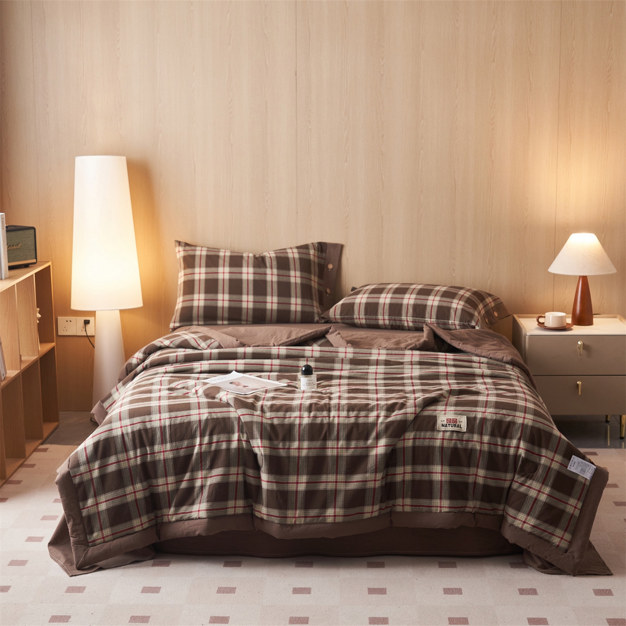 91家纺网 家纺一手货源 找家纺 恬思语家纺 2026春夏新款全棉加密色织棉花夏凉被夏被四件套-美拉德系列 沐槿咖