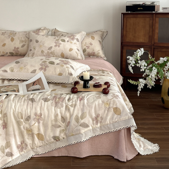 91家纺网 家纺一手货源 找家纺 （总）慕晨 2026新款50支澳棉全棉纯棉贡缎婚庆绣花贴布绣四件套热款