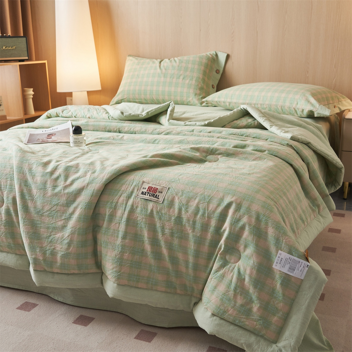 91家纺网 家纺一手货源 找家纺 恬思语家纺 2026春夏新款全棉加密色织棉花夏凉被夏被四件套-美拉德系列 采芙