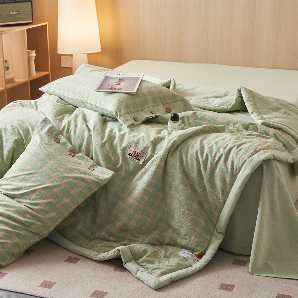 91家纺网 家纺一手货源 找家纺 恬思语家纺 2026春夏新款全棉加密色织棉花夏凉被夏被四件套-美拉德系列 采芙