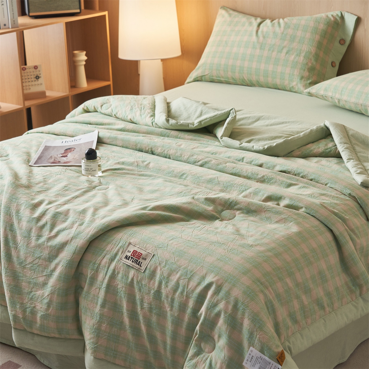 91家纺网 家纺一手货源 找家纺 恬思语家纺 2026春夏新款全棉加密色织棉花夏凉被夏被四件套-美拉德系列 采芙