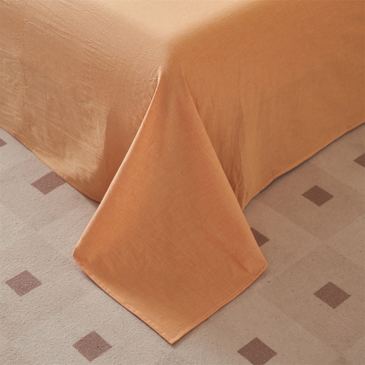 91家纺网 家纺一手货源 找家纺 恬思语家纺 2026春夏新款全棉加密色织棉花夏凉被夏被四件套-美拉德系列 南瓜桔