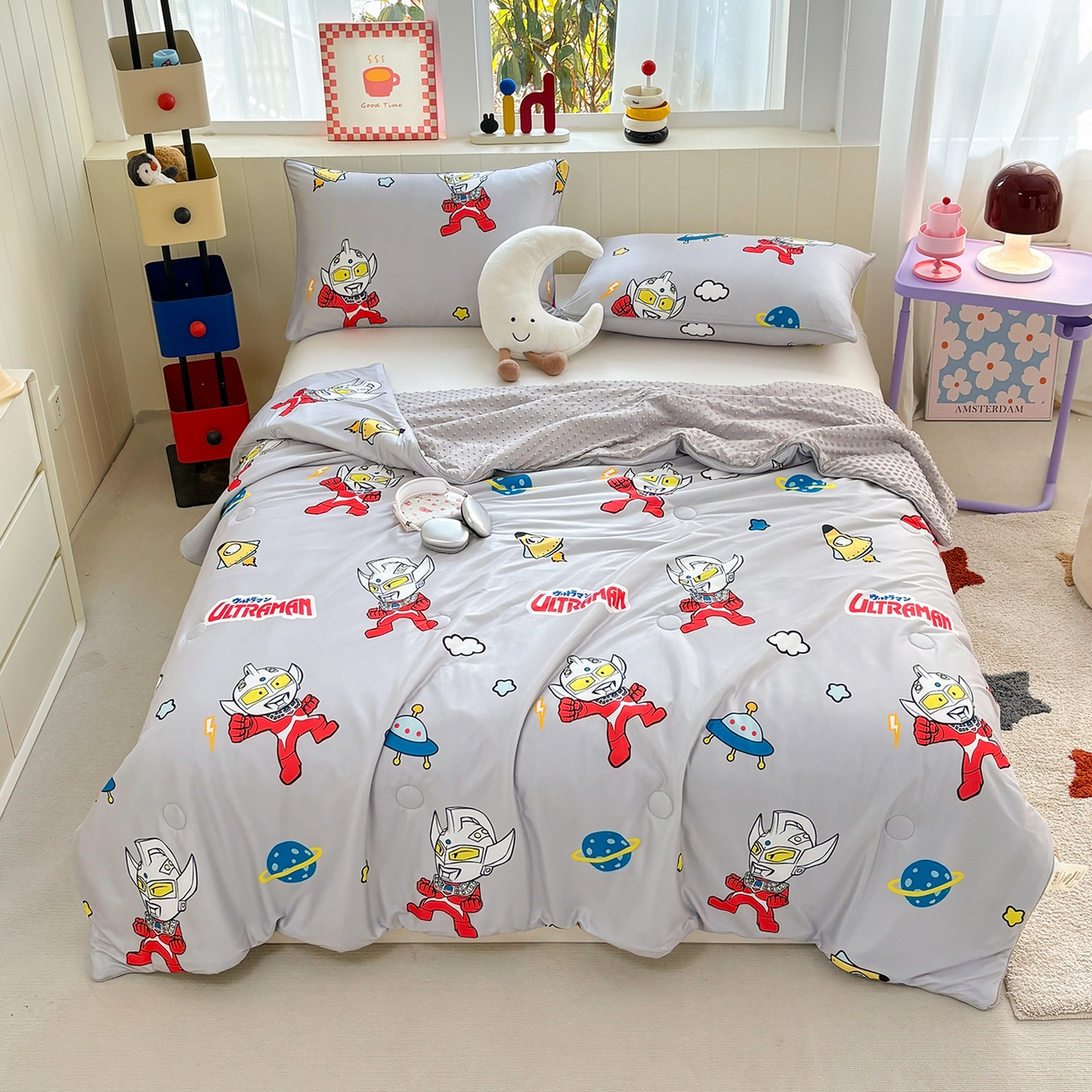 91家纺网 家纺一手货源 找家纺 恒畅 2026新款A类正版授权（含氨）卡通针织棉3D凉感豆豆夏被夏凉被 奥特星际