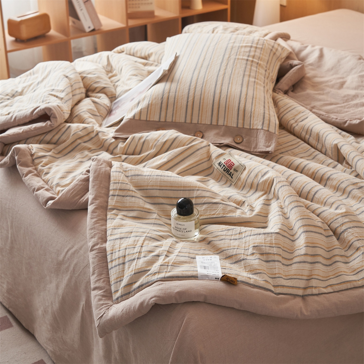 91家纺网 家纺一手货源 找家纺 恬思语家纺 2026春夏新款全棉加密色织棉花夏凉被夏被四件套-美拉德系列 芳华卡