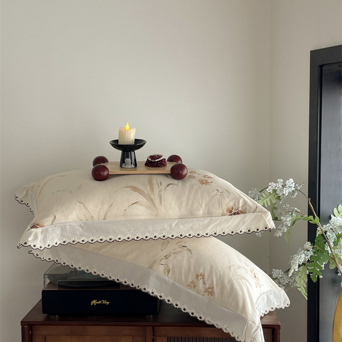 91家纺网 家纺一手货源 找家纺 慕晨 2026新款天丝莱赛尔棉麻数码印色织花边夏被四件套高级田园美式直播热款 丁岚