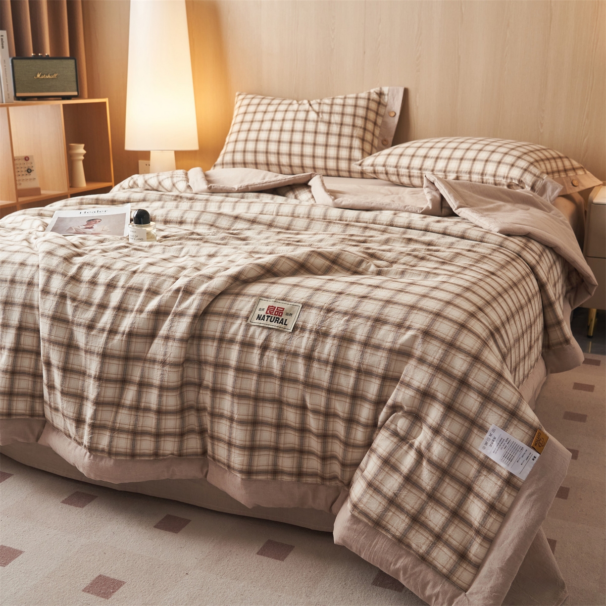 91家纺网 家纺一手货源 找家纺 恬思语家纺 2026春夏新款全棉加密色织棉花夏凉被夏被四件套-美拉德系列 米兰