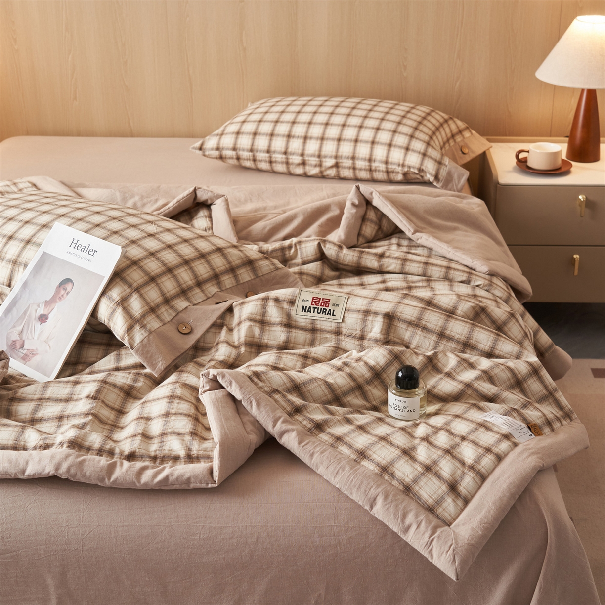 91家纺网 家纺一手货源 找家纺 恬思语家纺 2026春夏新款全棉加密色织棉花夏凉被夏被四件套-美拉德系列 米兰