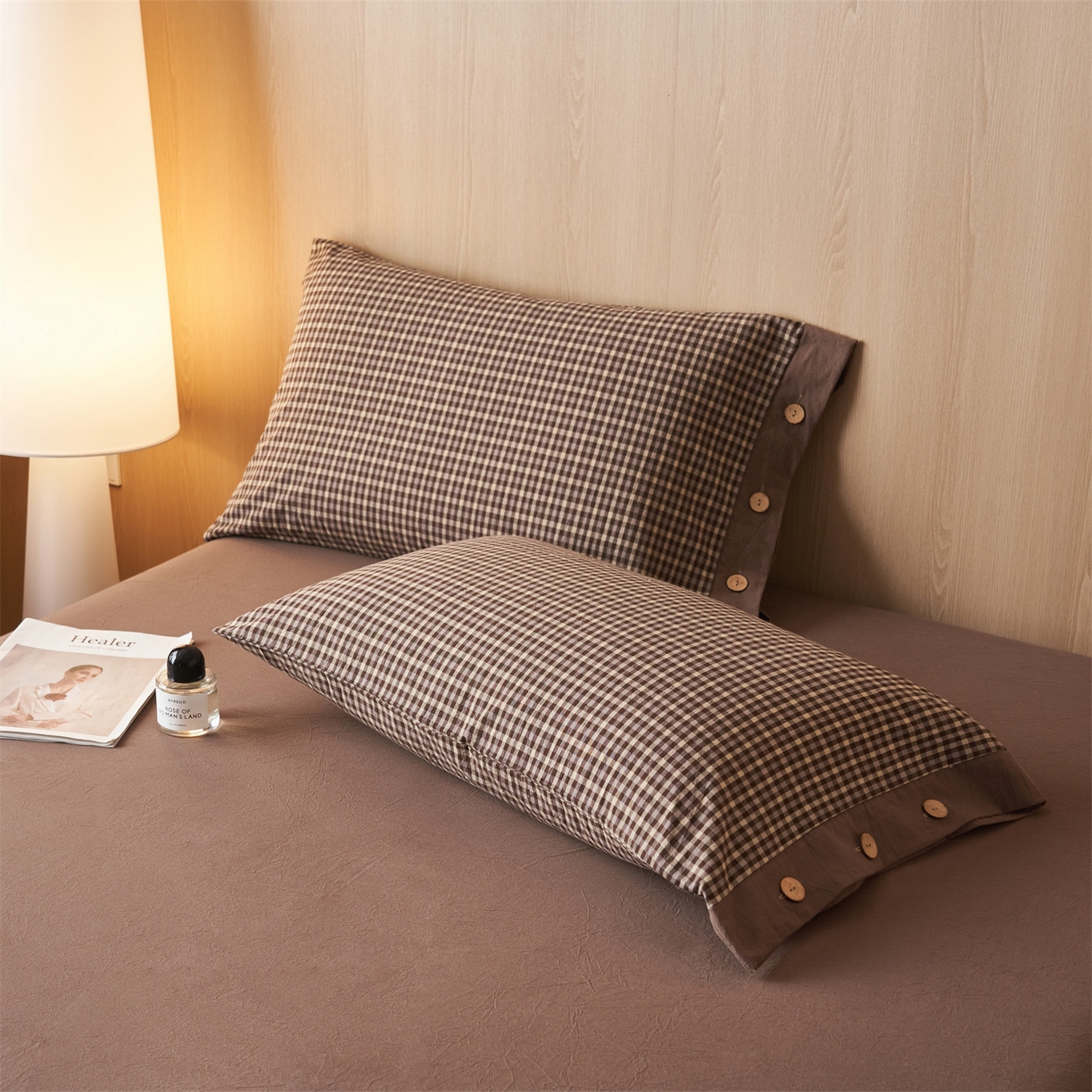 91家纺网 家纺一手货源 找家纺 恬思语家纺 2026春夏新款全棉加密色织棉花夏凉被夏被四件套-美拉德系列 棕小格