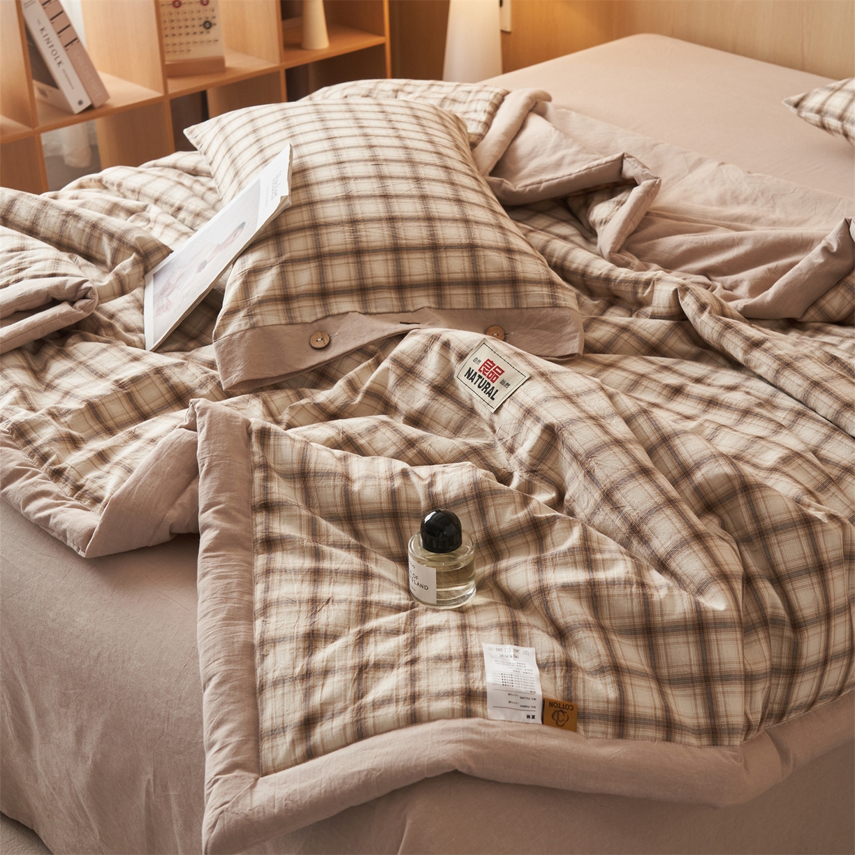 91家纺网 家纺一手货源 找家纺 恬思语家纺 2026春夏新款全棉加密色织棉花夏凉被夏被四件套-美拉德系列 米兰