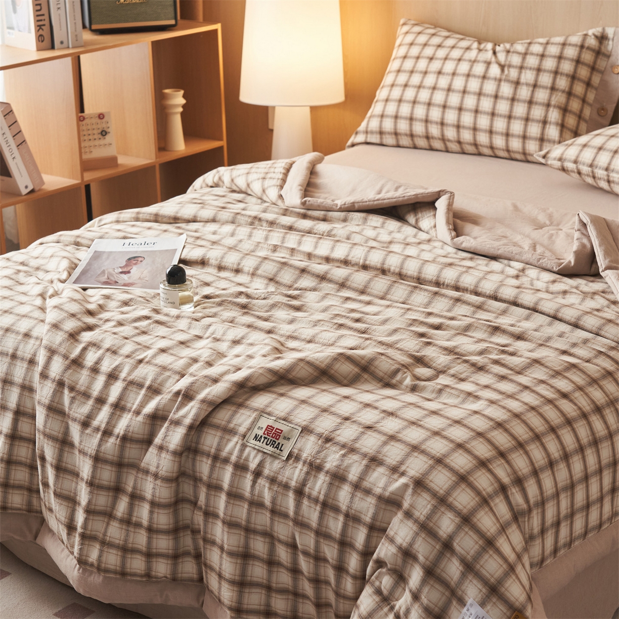 91家纺网 家纺一手货源 找家纺 恬思语家纺 2026春夏新款全棉加密色织棉花夏凉被夏被四件套-美拉德系列 米兰