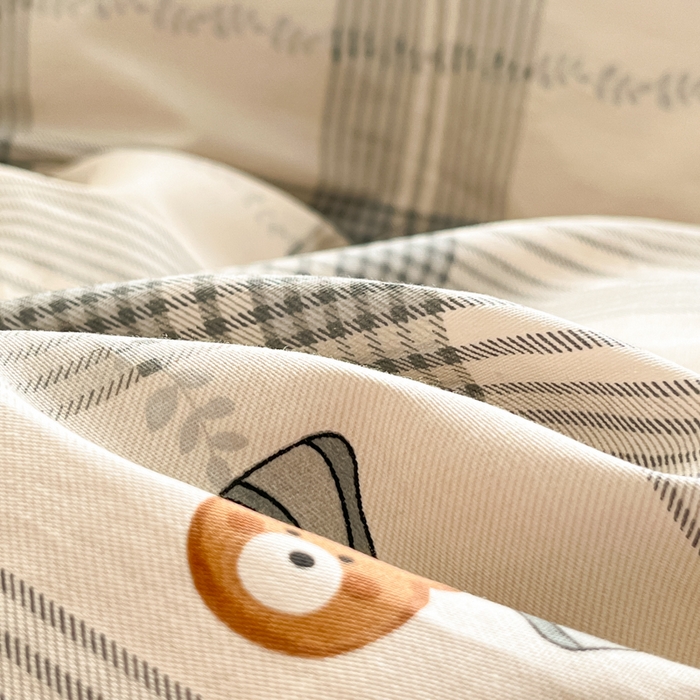 91家纺网 家纺一手货源 找家纺 首尔家纺 2026新款全棉纯棉小清新四件套 比格熊