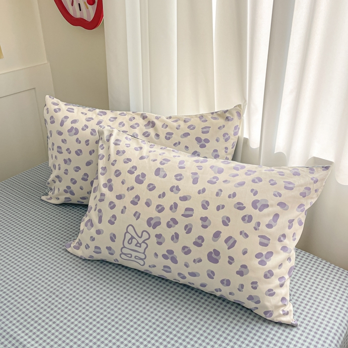 91家纺网 家纺一手货源 找家纺 首尔家纺 2026新款全棉纯棉小清新四件套 蓝点豹纹