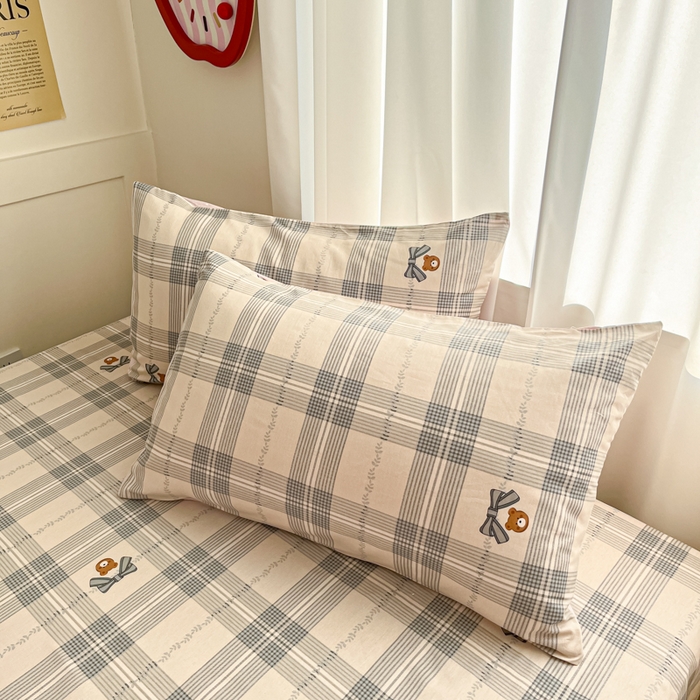 91家纺网 家纺一手货源 找家纺 首尔家纺 2026新款全棉纯棉小清新四件套 比格熊