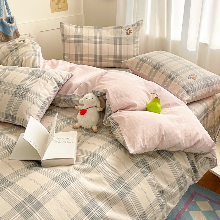 91家纺网 家纺一手货源 找家纺 首尔家纺 2026新款全棉纯棉小清新四件套 比格熊