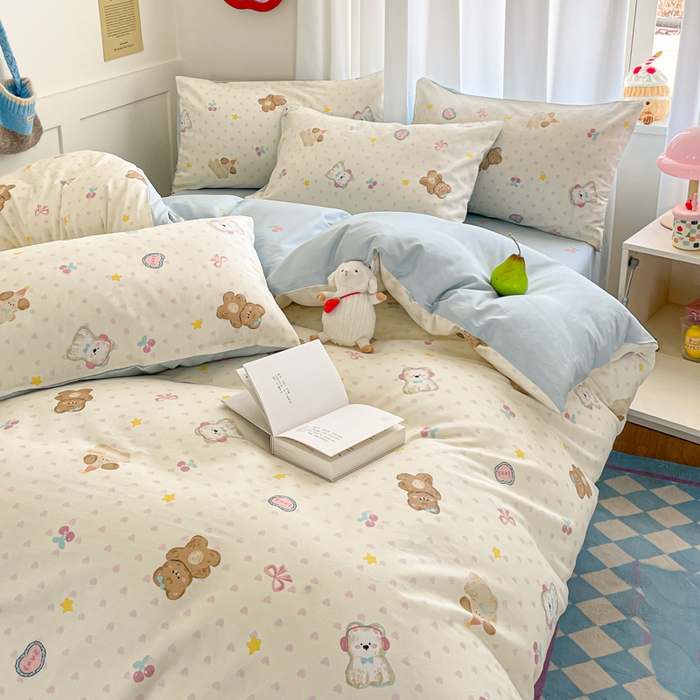 91家纺网 家纺一手货源 找家纺 首尔家纺 2026新款全棉纯棉小清新四件套 芋泥小狗