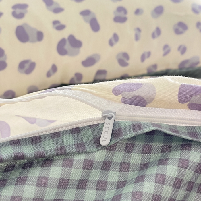 91家纺网 家纺一手货源 找家纺 首尔家纺 2026新款全棉纯棉小清新四件套 蓝点豹纹