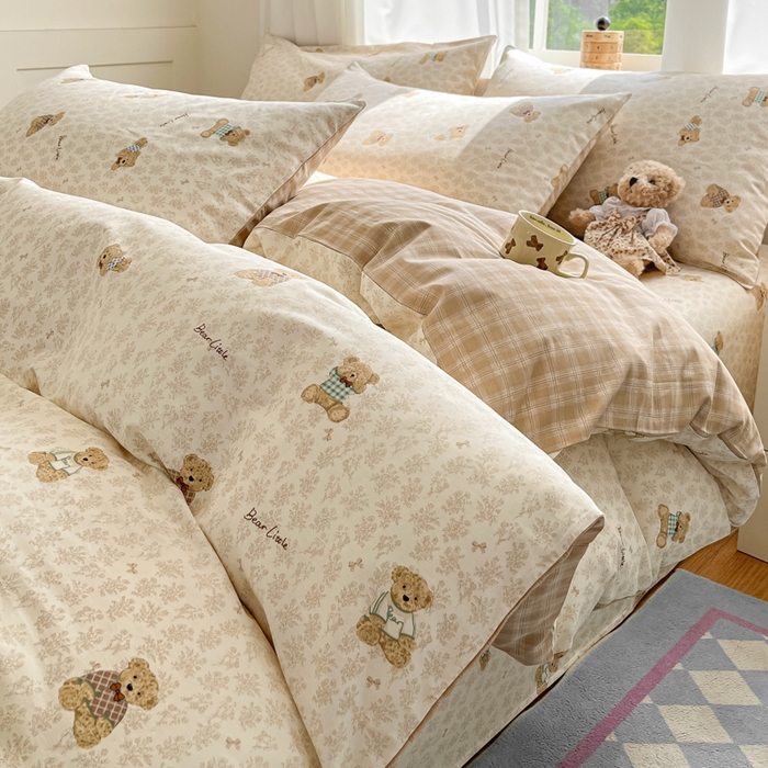 91家纺网 家纺一手货源 找家纺 首尔家纺 2026新款全棉纯棉小清新四件套 果酱电台