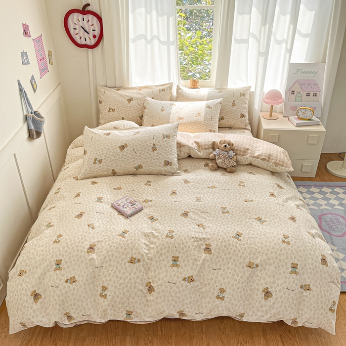 91家纺网 家纺一手货源 找家纺 首尔家纺 2026新款全棉纯棉小清新四件套 果酱电台