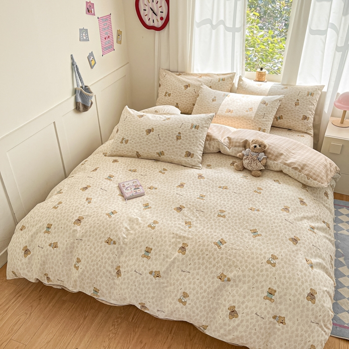 91家纺网 家纺一手货源 找家纺 首尔家纺 2026新款全棉纯棉小清新四件套 果酱电台