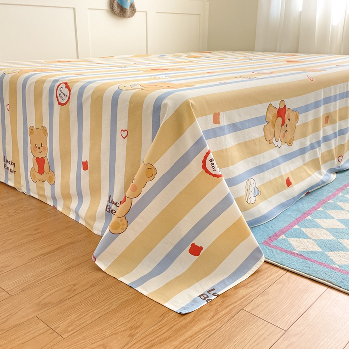 91家纺网 家纺一手货源 找家纺 首尔家纺 2026新款全棉纯棉小清新四件套 小熊哈尼