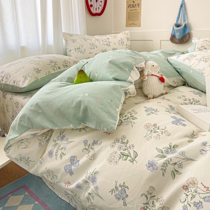 91家纺网 家纺一手货源 找家纺 首尔家纺 2026新款全棉纯棉小清新四件套 森遥