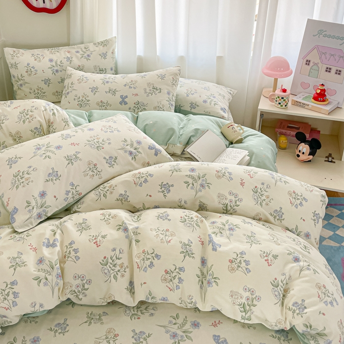 91家纺网 家纺一手货源 找家纺 首尔家纺 2026新款全棉纯棉小清新四件套 森遥