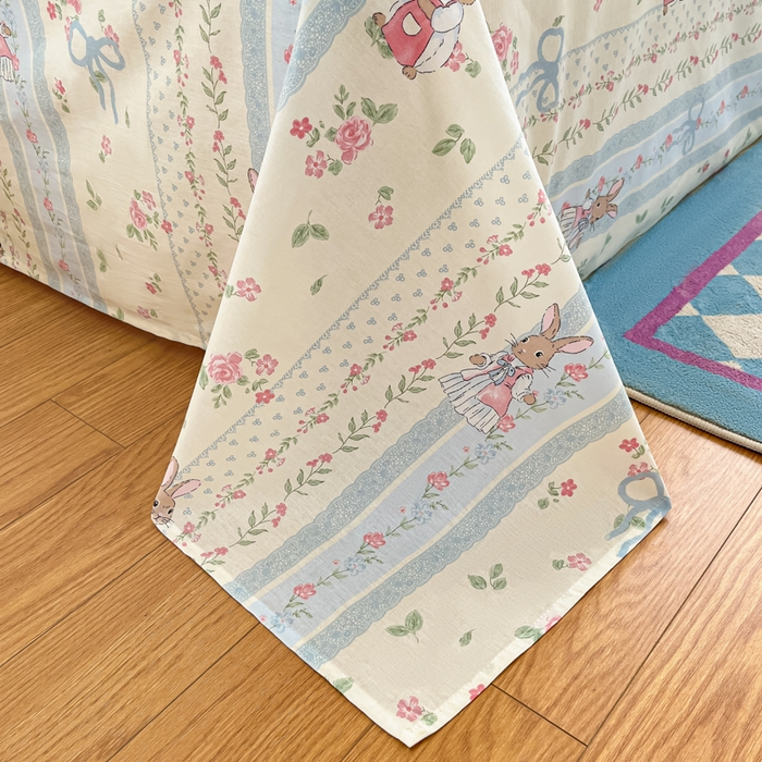 91家纺网 家纺一手货源 找家纺 首尔家纺 2026新款全棉纯棉小清新四件套 玫瑰兔语