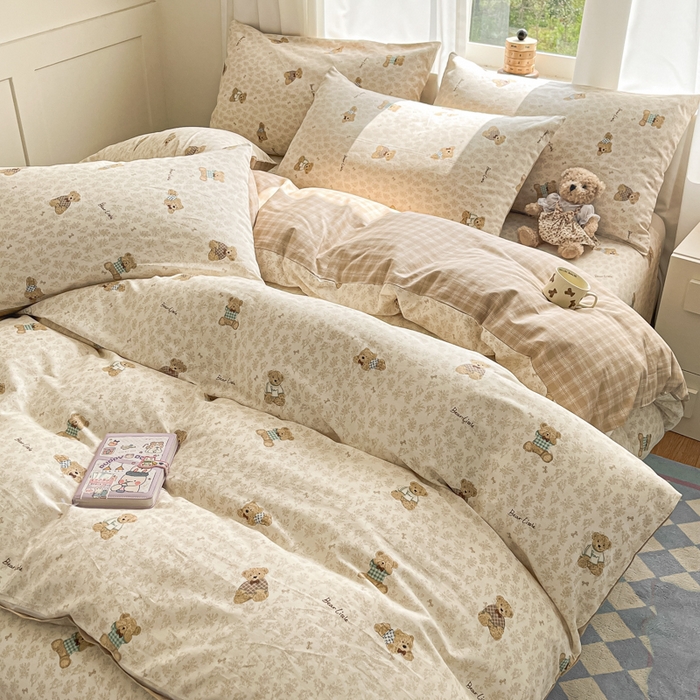 91家纺网 家纺一手货源 找家纺 首尔家纺 2026新款全棉纯棉小清新四件套 果酱电台