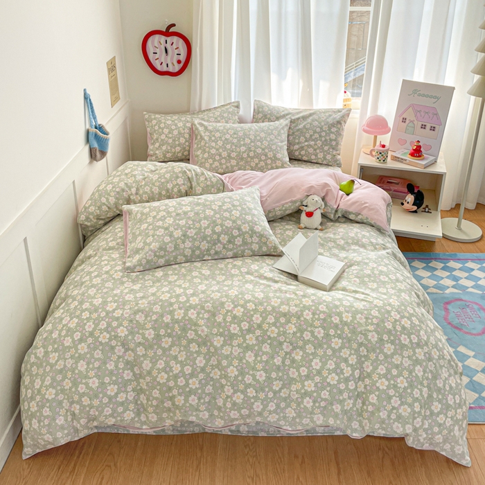 91家纺网 家纺一手货源 找家纺 首尔家纺 2026新款全棉纯棉小清新四件套 乐遥