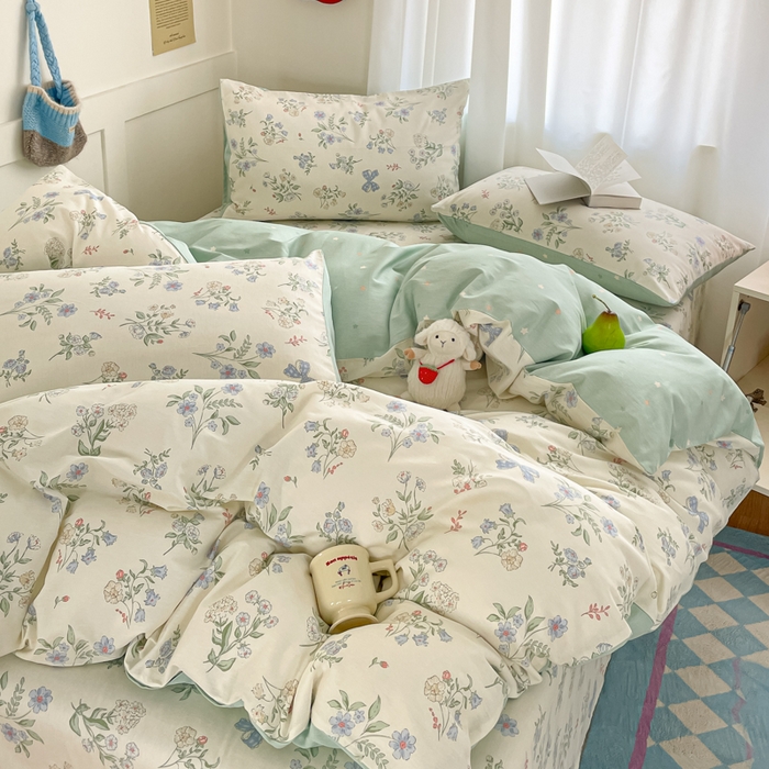 91家纺网 家纺一手货源 找家纺 首尔家纺 2026新款全棉纯棉小清新四件套 森遥