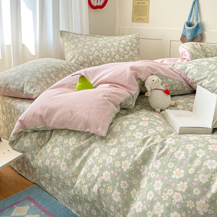 91家纺网 家纺一手货源 找家纺 首尔家纺 2026新款全棉纯棉小清新四件套 乐遥