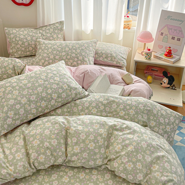 91家纺网 家纺一手货源 找家纺 首尔家纺 2026新款全棉纯棉小清新四件套 乐遥