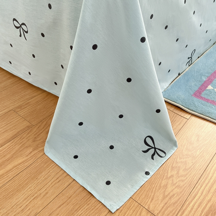 91家纺网 家纺一手货源 找家纺 首尔家纺 2026新款全棉纯棉小清新四件套 波点蝴蝶结