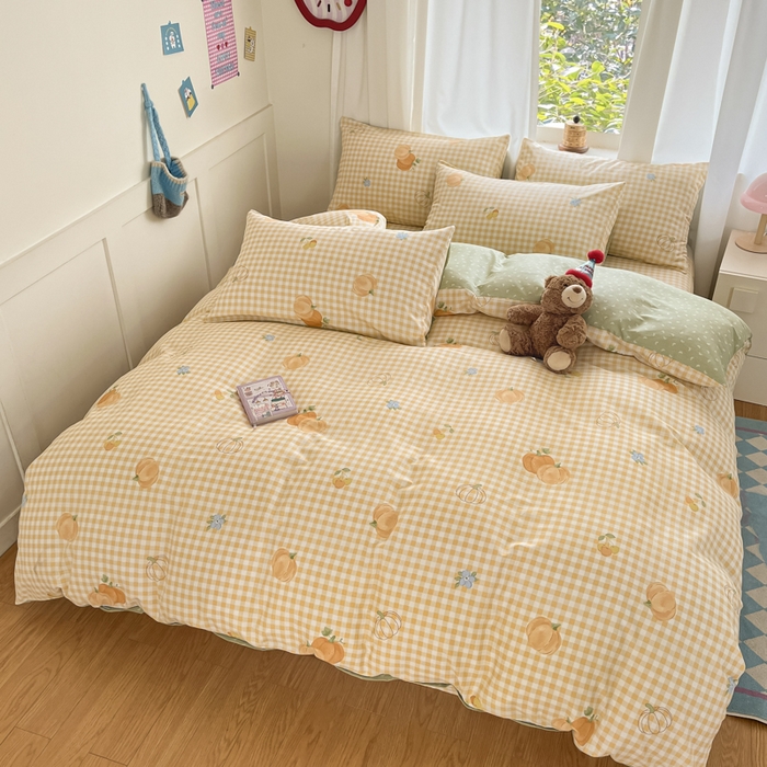 91家纺网 家纺一手货源 找家纺 首尔家纺 2026新款全棉纯棉小清新四件套 丰收季节