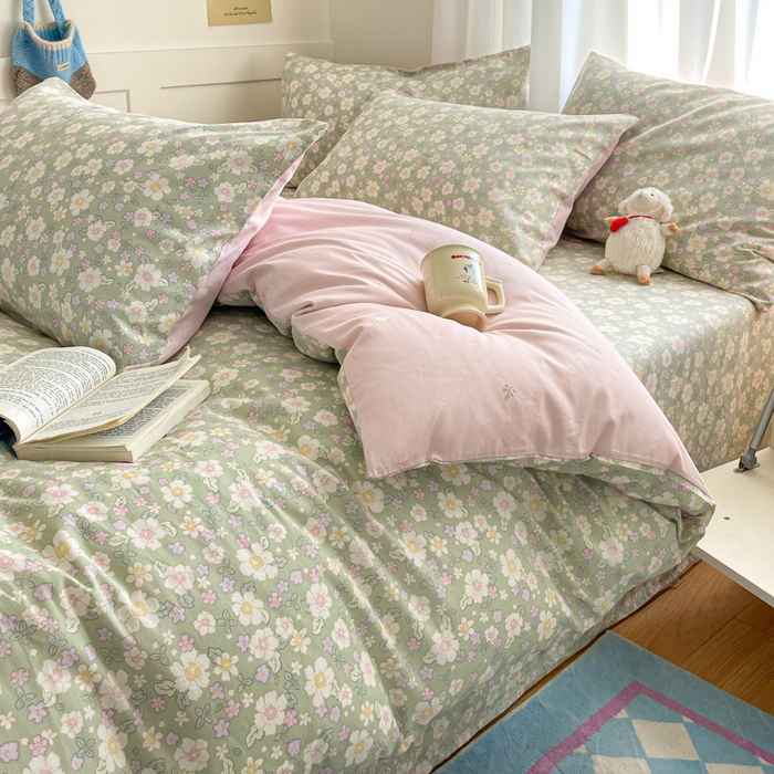 91家纺网 家纺一手货源 找家纺 首尔家纺 2026新款全棉纯棉小清新四件套 乐遥