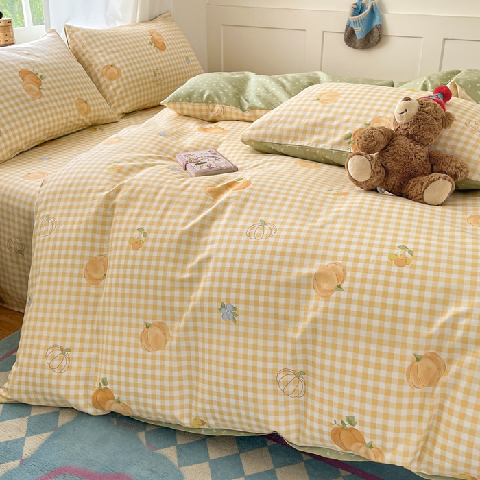 91家纺网 家纺一手货源 找家纺 首尔家纺 2026新款全棉纯棉小清新四件套 丰收季节