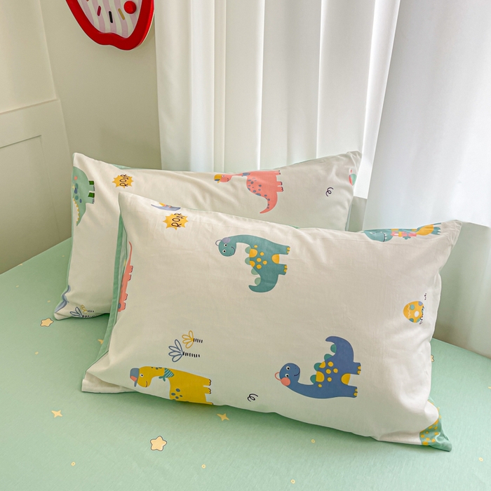 91家纺网 家纺一手货源 找家纺 首尔家纺 2026新款全棉纯棉小清新四件套 时尚恐龙